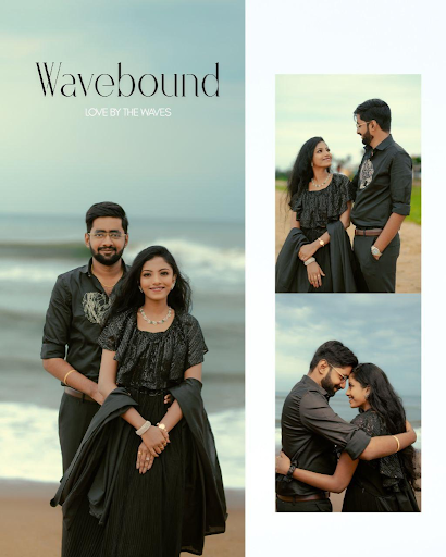 Beach pre-wedding photo collage