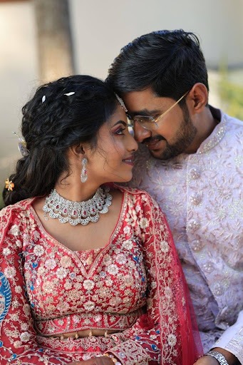 Couple in traditional wedding attire